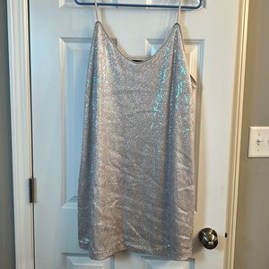 Allegra K dress, sequin, glittery, white, mini dress. Size 1X